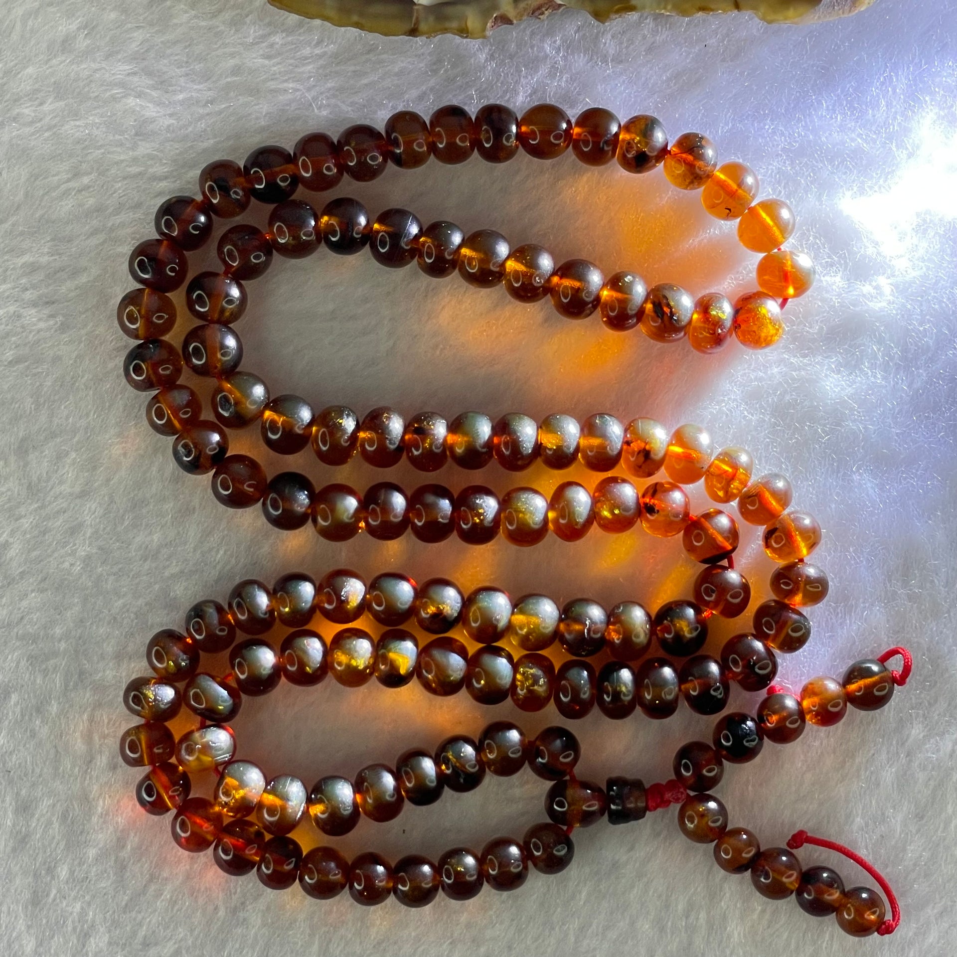 Natural Blood Red Amber Beads Necklace 天然血珀项链 16.14g 58cm 6.1mm 108 Beads - Huangs Jadeite and Jewelry Pte Ltd