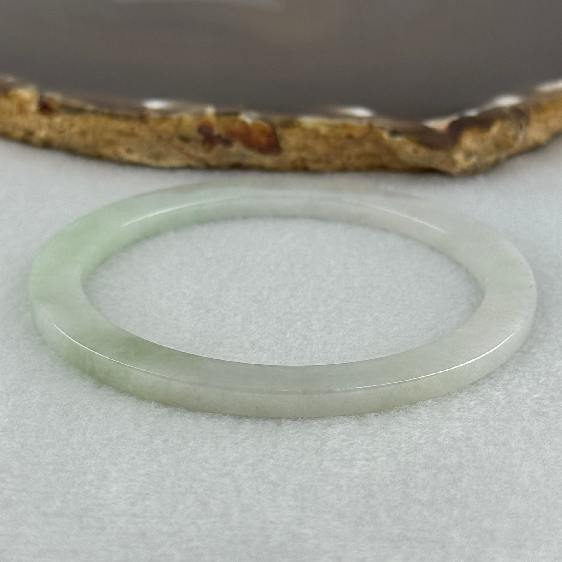 Type A Light Green and Lavender Jadeite Flat Bangle Internal Diameter 55.6mm 17.82g 3.8 by 7.5mm (Very Very Slight Internal Line) - Huangs Jadeite and Jewelry Pte Ltd