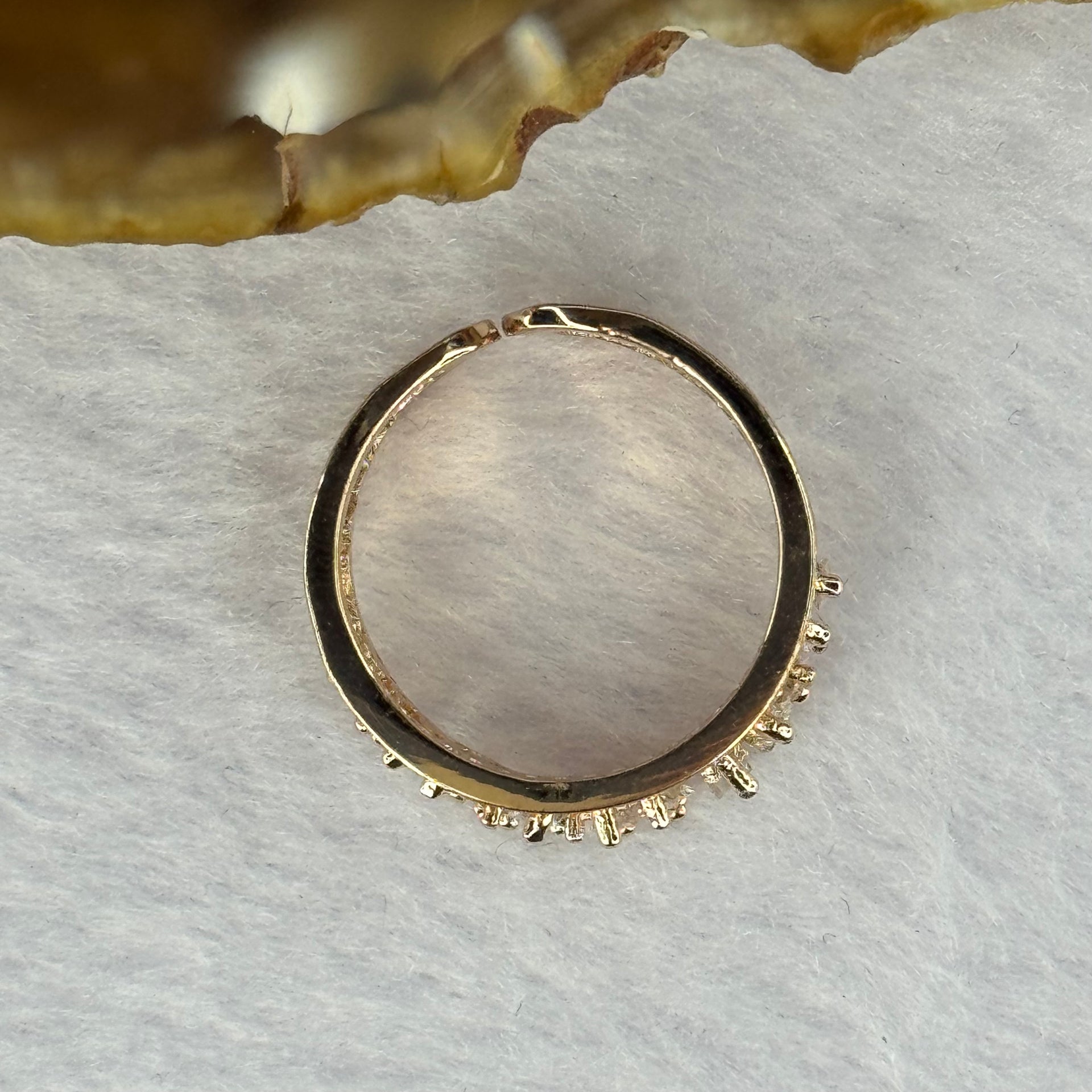 Cubic Zirconia Crystals in Sliver Rose Gold Colour Ring 2.79g 4.6 by 1.6 by 1.2mm - Huangs Jadeite and Jewelry Pte Ltd