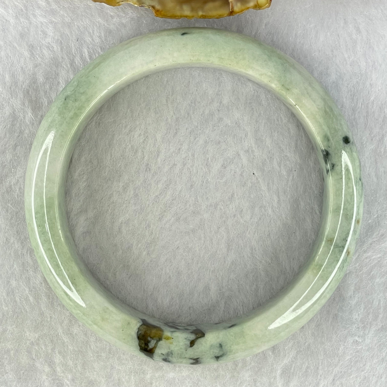 Type A Green with Moss Green Piao Hua Jadeite Bangle Internal Diameter 56.5mm 64.29g 14.4 by 8.7mm (Slight Internal Lines) - Huangs Jadeite and Jewelry Pte Ltd