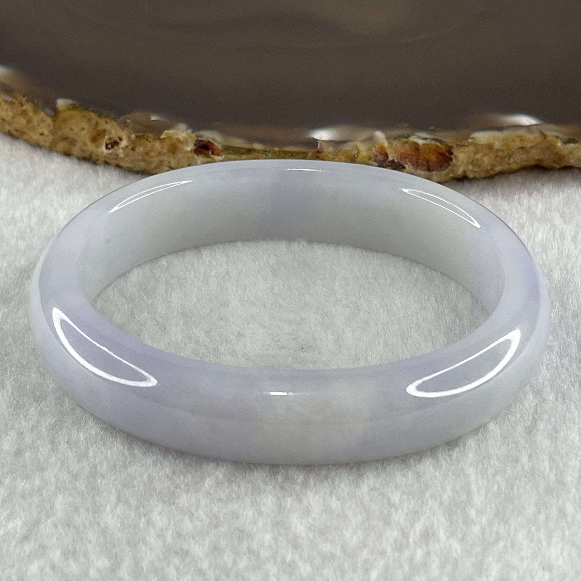 Type A Natural Light Lavender Light Green Jadeite Oval Bangle 44.42g Inner Diameter 55.8mm 12.4 by 7.3mm (Close to Perfect) - Huangs Jadeite and Jewelry Pte Ltd