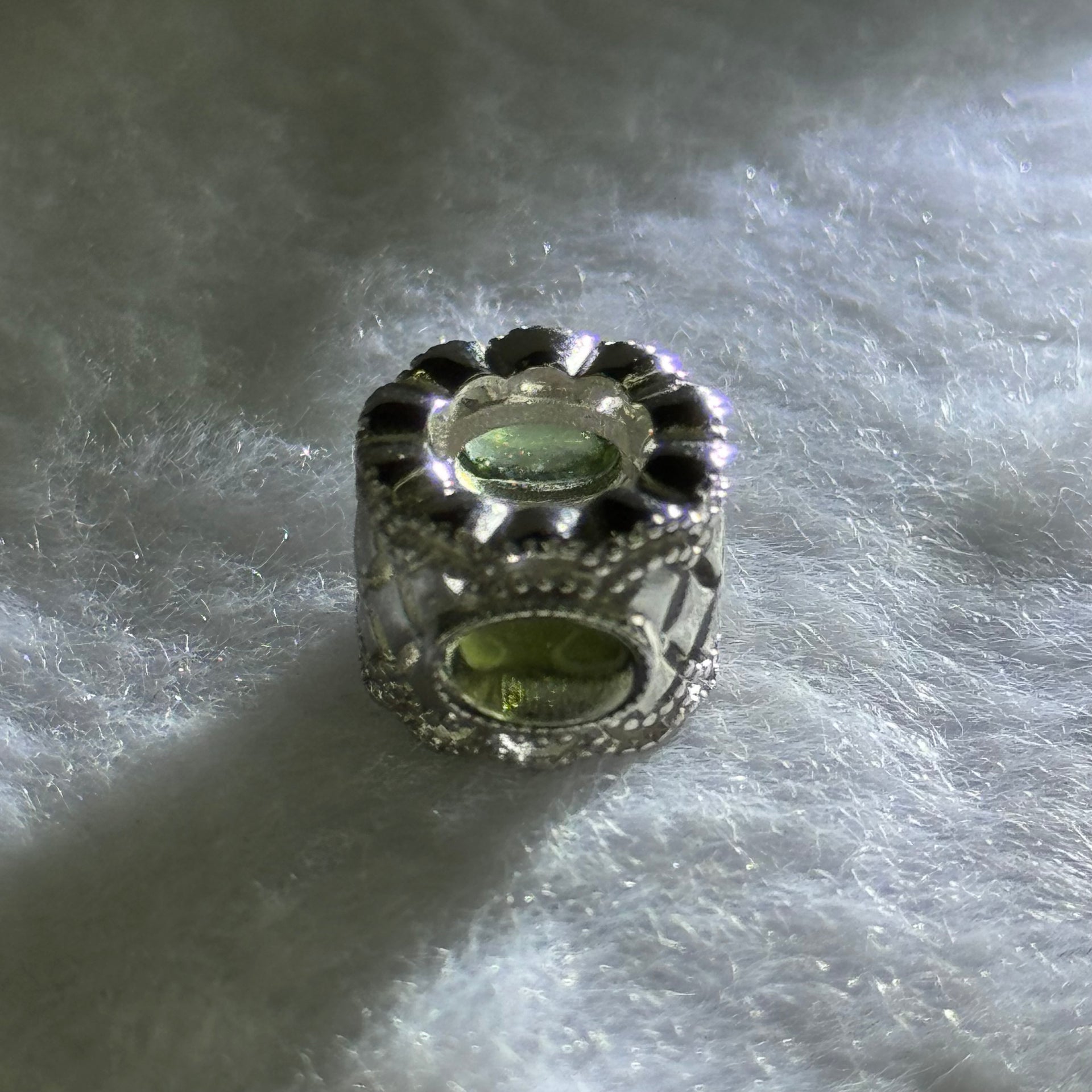 Natural Czech Republic Moldavite Meteorite Crystal in S925 Sliver Bracelet Charm 2.41g 15.1 by 11.9 by 9.3mm / 6.0 by 3.8 by 2.0mm - Huangs Jadeite and Jewelry Pte Ltd