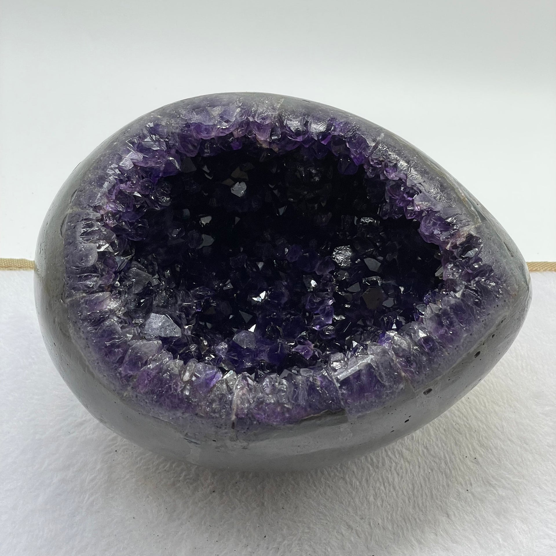 Natural Deep Purple Amethyst Egg with Wooden Stand Display Total 6,107.6g 175.0 by 200.0 by 270.0mm - Huangs Jadeite and Jewelry Pte Ltd