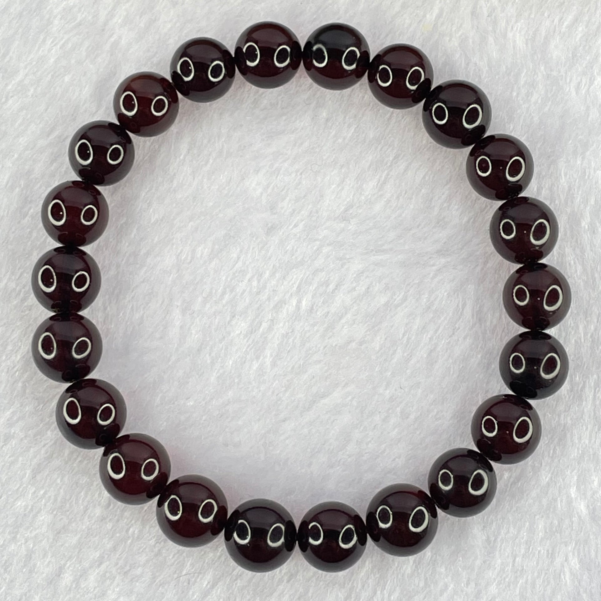 Natural Dark Blood Red Amber Beads Bracelet 天然血珀手链 7.62g 16cm 8.6mm 22 Beads - Huangs Jadeite and Jewelry Pte Ltd