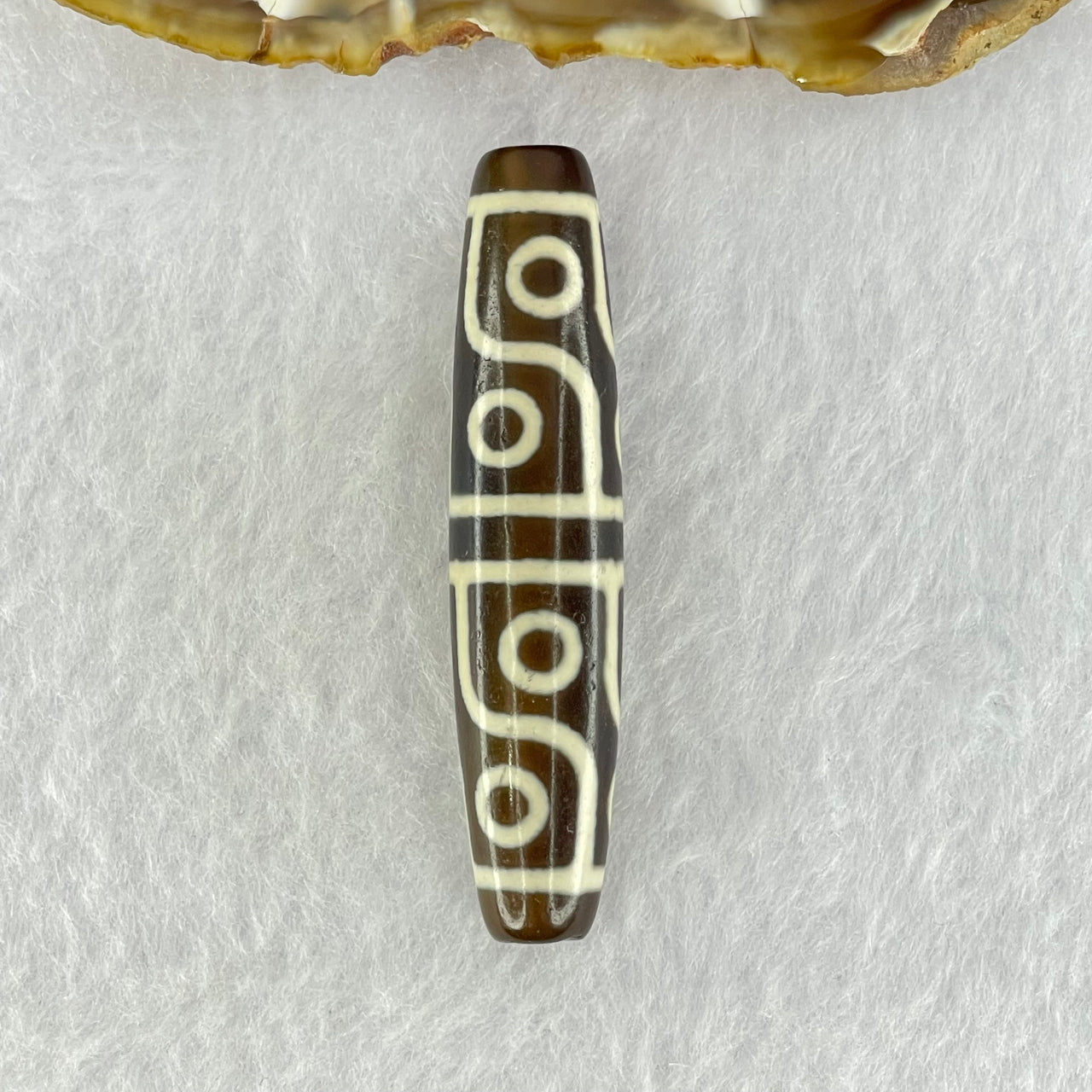 Natural Powerful Tibetan Old Oily Agate 12 Eyes Dzi Bead Heavenly Master (Tian Zhu) 十二眼天珠 14.65g 58.3 by 12.9mm - Huangs Jadeite and Jewelry Pte Ltd