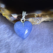 Natural Blue Aventurine Mini Heart Pendant with Sliver Clasps 0.93g 11.9 by 12.0 by 4.5mm - Huangs Jadeite and Jewelry Pte Ltd