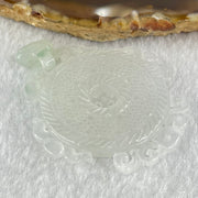 Type A Semi Icy White Jadeite Floral Ping An Kou Donut Pendant 16.76g 45.4 by 43.3 by 5.6mm - Huangs Jadeite and Jewelry Pte Ltd