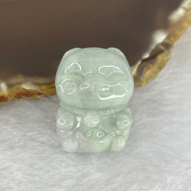 Type A Green Lavender Jadeite Fortune Cat 招财猫 15.38g 27.9 by 21.1 by 12.8mm - Huangs Jadeite and Jewelry Pte Ltd