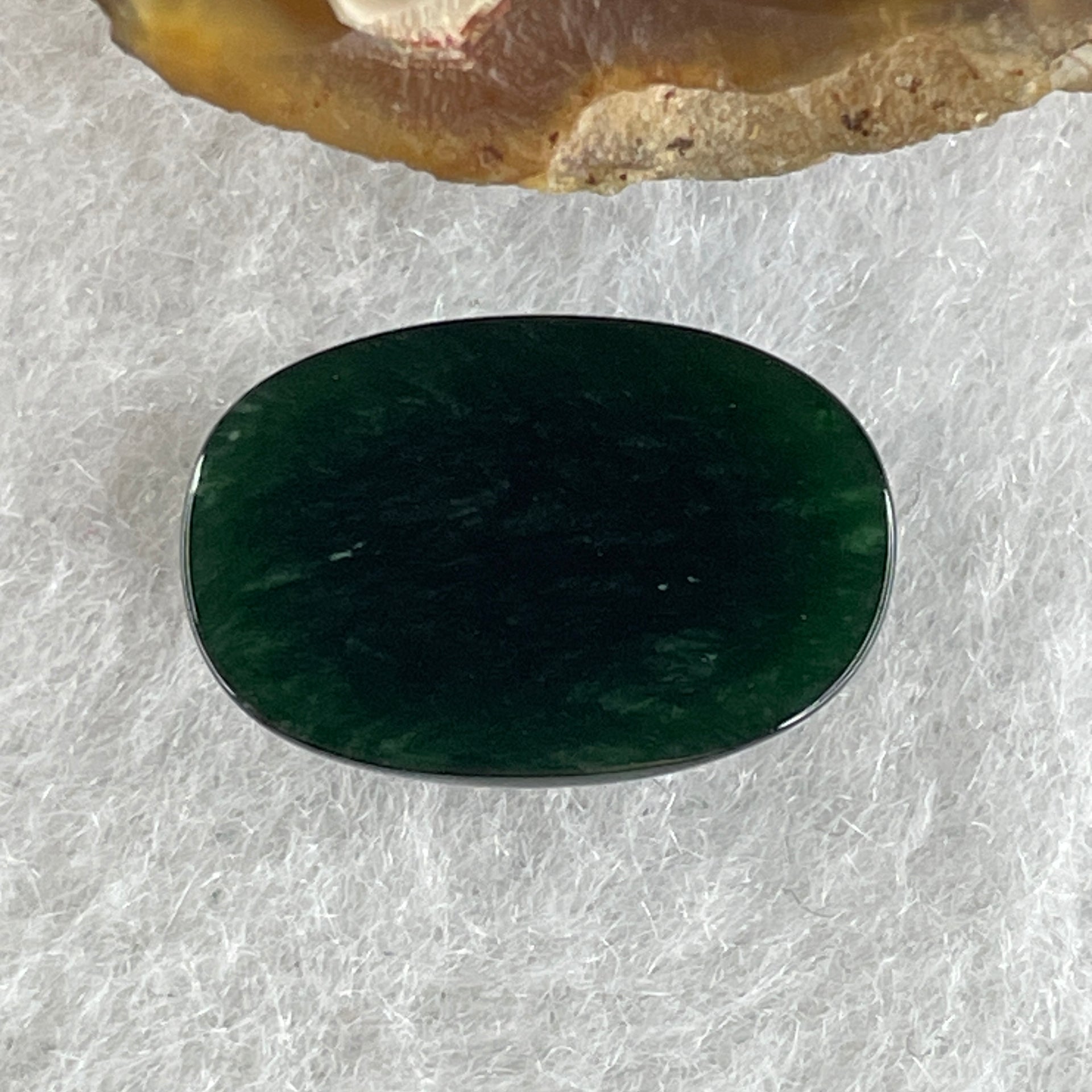 Type A Translucent Black Omphacite Jadeite Round Cabouchon Stone For Setting 1.98g 16.4 by 10.9 by 5.3mm - Huangs Jadeite and Jewelry Pte Ltd