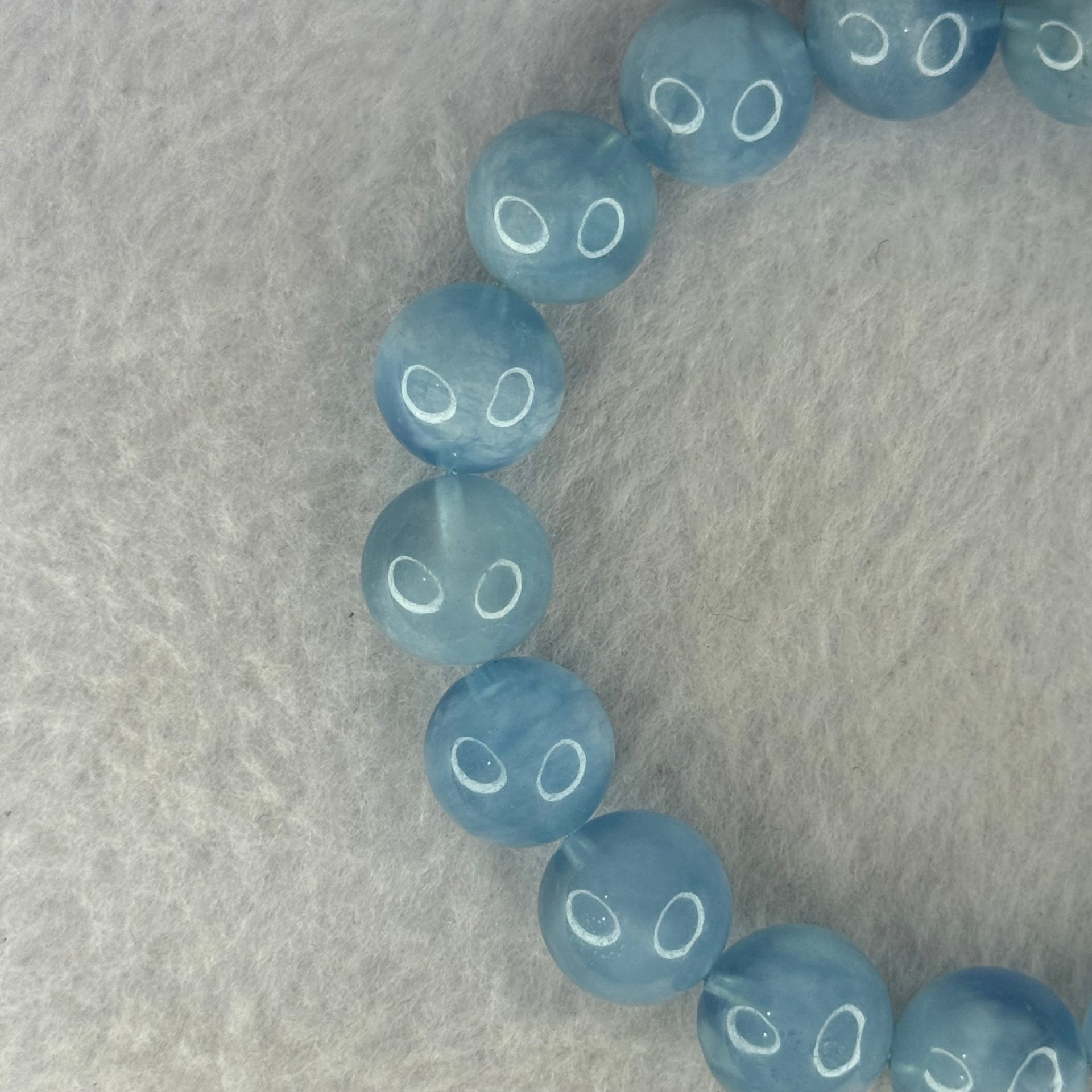 Natural Aquamarine Beads Bracelet 47.55g 19cm 12.8mm 17 Beads - Huangs Jadeite and Jewelry Pte Ltd