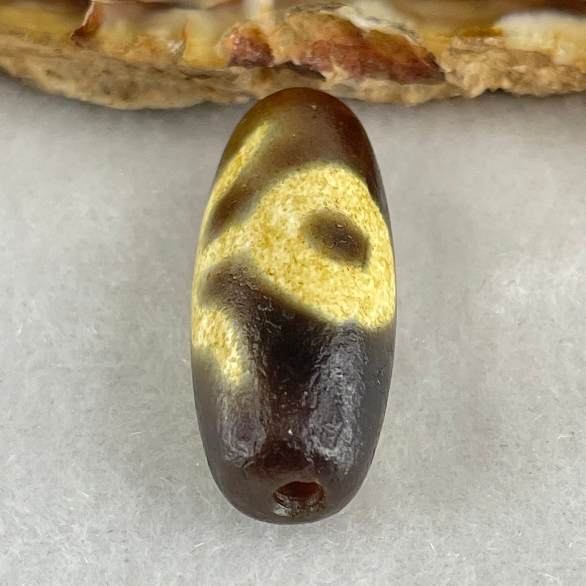 Natural Powerful Tibetan Old Oily Agate Patina Guiren Tairen Human Dzi Bead Totem Amulet Heavenly Master (Tian Zhu) 贵人天诛 5.37g 28.3 by 11.6mm - Huangs Jadeite and Jewelry Pte Ltd