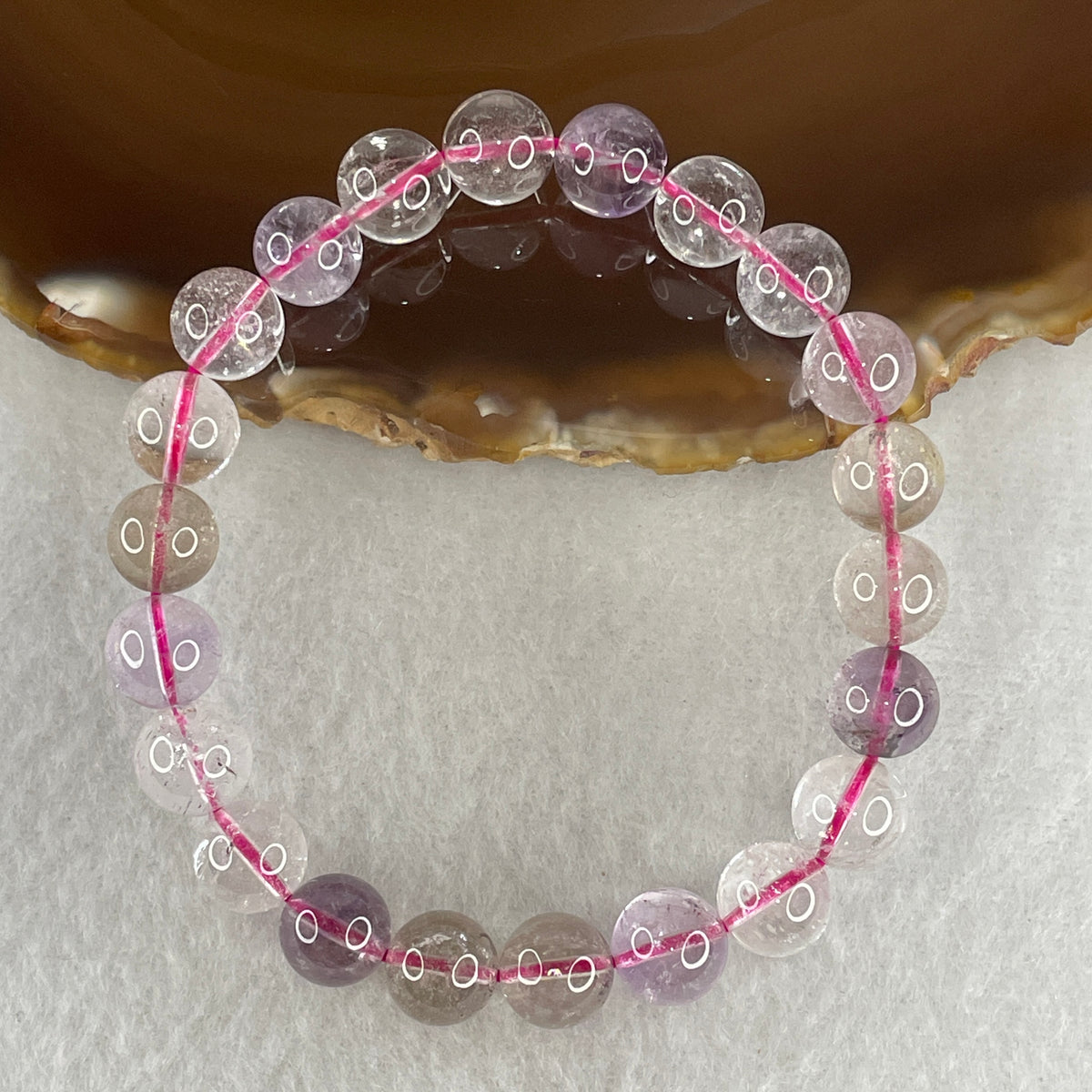 Certified Entry-Grade Natural Super 7 Crystal Beads Bracelet | Classic Rounded Spiritual Strand | Authentic Sacred Seven Multi-Mineral Inclusions Quartz Spiritual Catalyst & Auric Shield Bracelet (19.67g | 15.5cm Length | 8.8mm | 22 Beads)