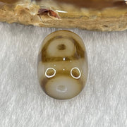 Natural Powerful Tibetan Old Oily Dark and Light Brown Agate 3 Eyes Dzi Bead Heavenly Master (Tian Zhu) 三眼天诛 2.74g 13.7 by 10.7mm - Huangs Jadeite and Jewelry Pte Ltd