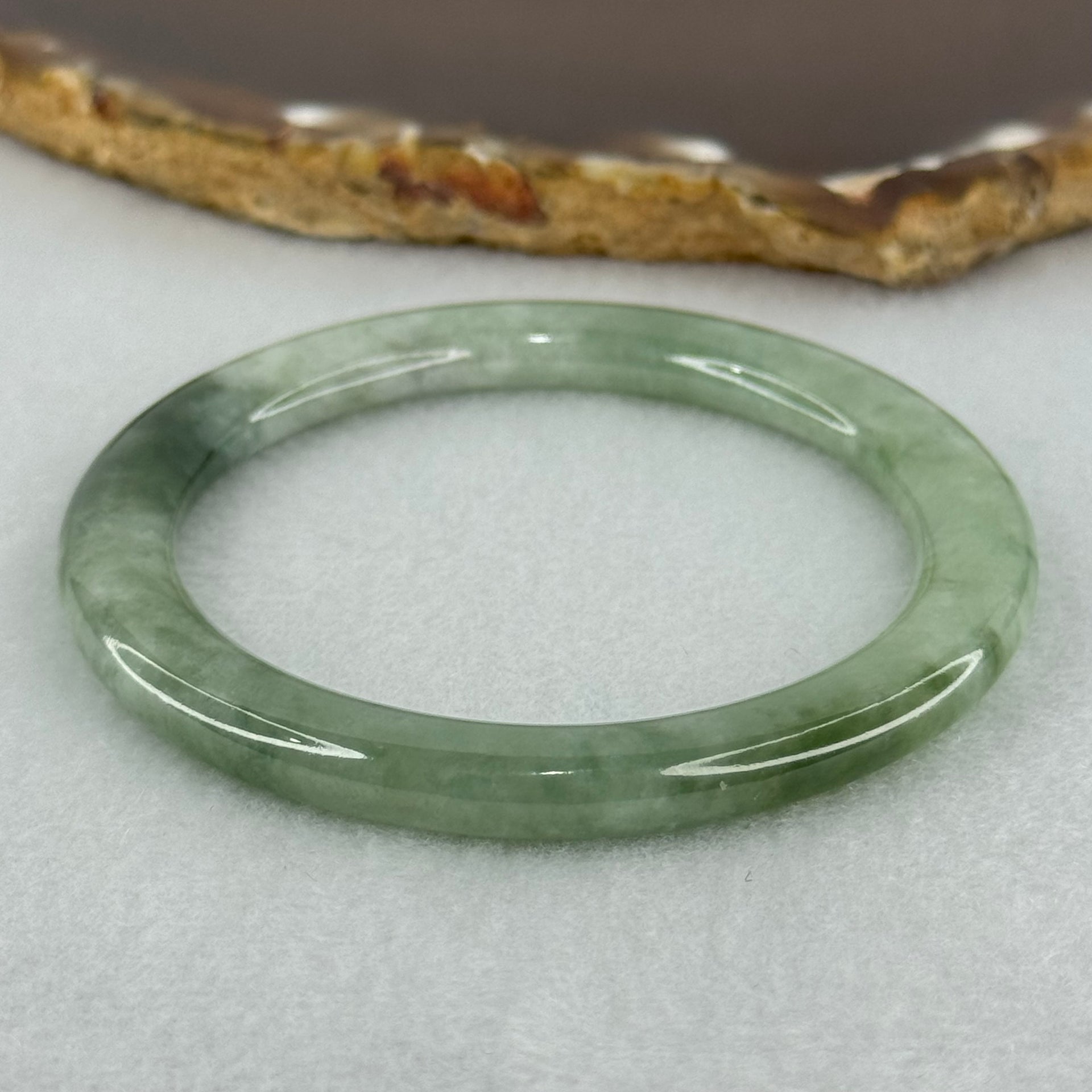 Type A Green with Dark Green  Piao Hua Jadeite Bangle Internal Diameter 51.0mm 25.68g 6.3 by 8.2mm (Slight Internal Line) - Huangs Jadeite and Jewelry Pte Ltd