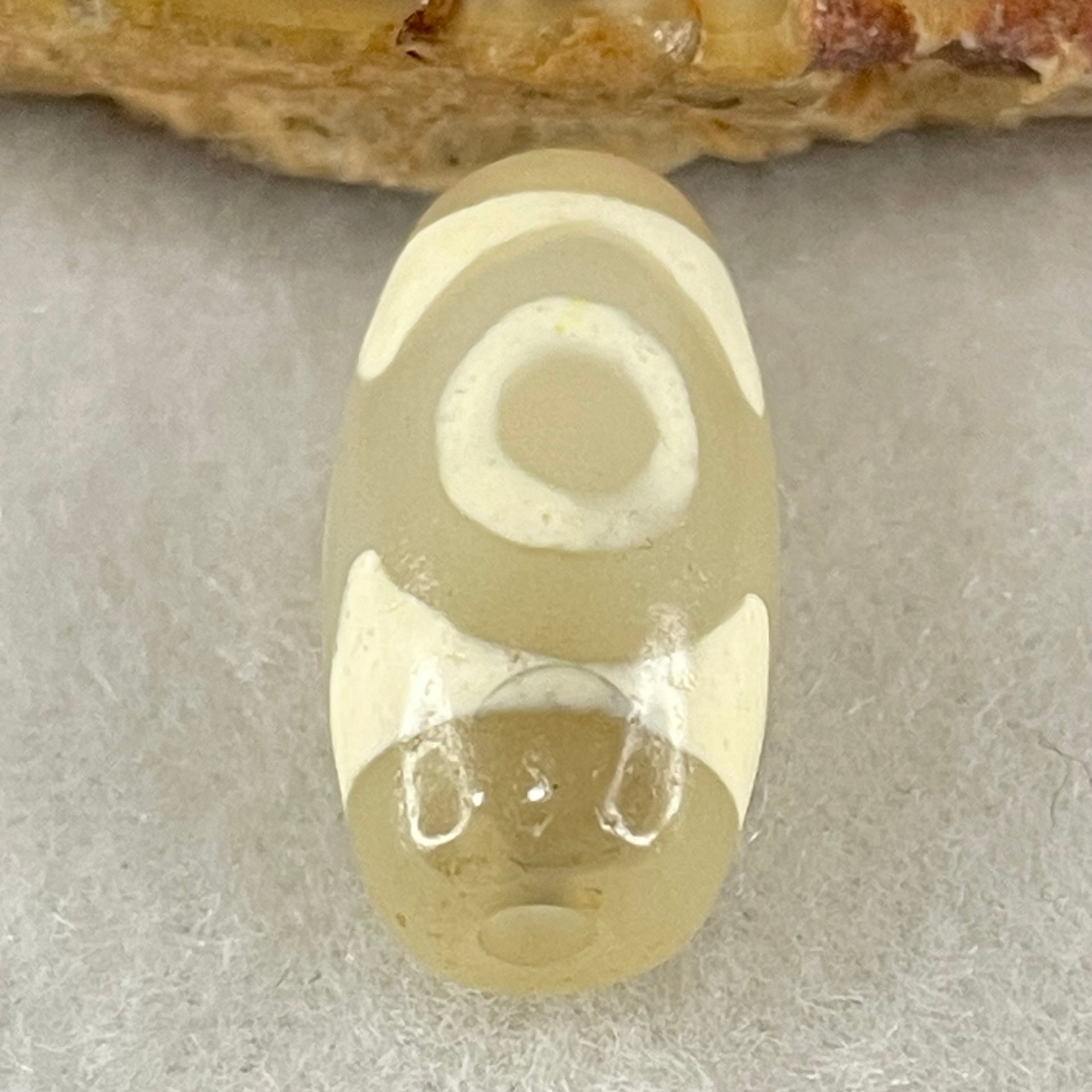 Natural Powerful Tibetan Old Oily Agate 3 Eyes Dzi Bead Heavenly Master (Tian Zhu) 三眼天诛 3.02g 20.2 by 10.2mm - Huangs Jadeite and Jewelry Pte Ltd