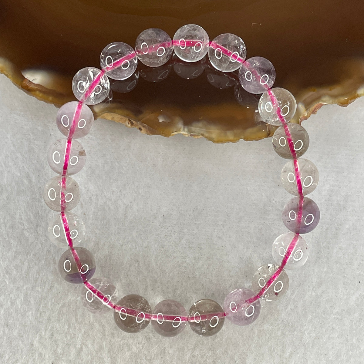 Certified Entry-Grade Natural Super 7 Crystal Beads Bracelet | Bold Mid-to-Large Showcase Strand | Authentic Sacred Seven Multi-Mineral Inclusions Quartz Spiritual Catalyst & Auric Shield Bracelet (23.26g | 17cm Length | 9.2mm | 22 Beads)