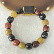 Natural Mixed Color Rose Wood Beads Bracelet 多宝珠小叶紫檀黑檀金丝楠手链 23.56g 18cm 12.2mm 16 Beads - Huangs Jadeite and Jewelry Pte Ltd