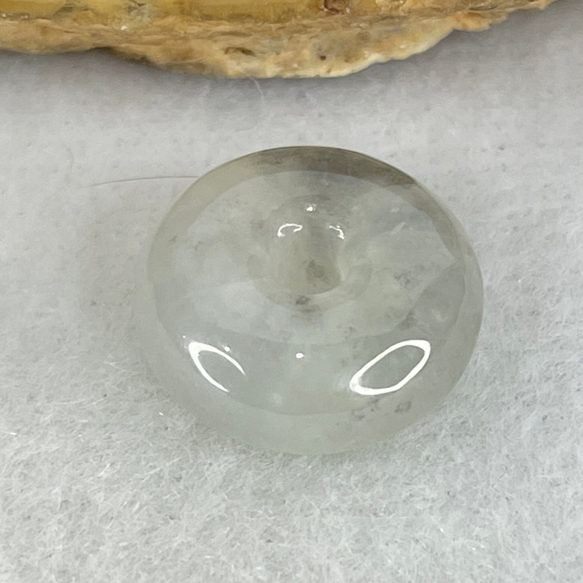 Type A Semi Icy Light Green With Wuji Grey Spots Jadeite Ping An Kou Donut Pendant 2.29g 13.7 by 6.0mm - Huangs Jadeite and Jewelry Pte Ltd
