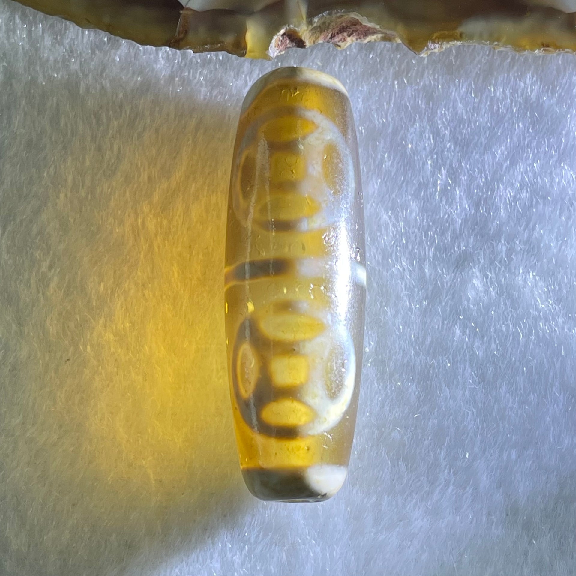 Natural Powerful Tibetan Old Oily Agate Four Coins Dzi Bead Heavenly Master (Tian Zhu) 9.37g 38.4 by 12.6mm - Huangs Jadeite and Jewelry Pte Ltd