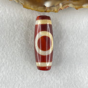 Natural Powerful Tibetan Old Oily Red White Agate One Eye Earth Element Dzi Bead Heavenly Master (Tian Zhu) 一眼土元素天珠 10.72g 37.5 by 13.5mm - Huangs Jadeite and Jewelry Pte Ltd