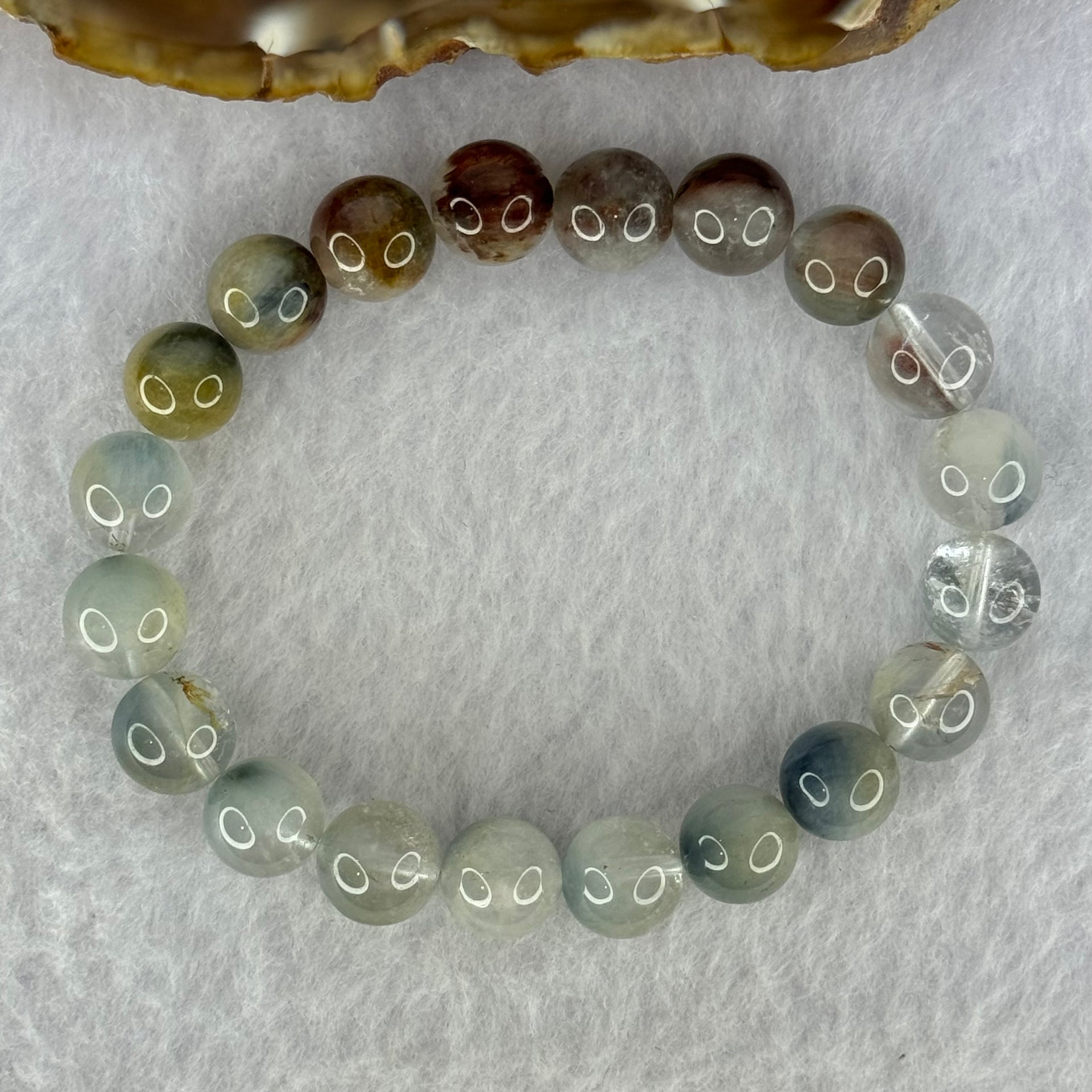 Natural Blue Rabbit Hair Rutilated Quartz Beads Bracelet 25.33g 16.5cm 9.9mm 20 Beads - Huangs Jadeite and Jewelry Pte Ltd