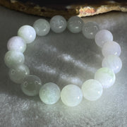 Type A Light Green with Slight Light Lavender Jadeite Beads Bracelet 46.20g 15cm 12.3mm 16 Beads - Huangs Jadeite and Jewelry Pte Ltd