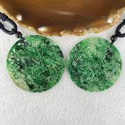 Grandmaster Type A Old Mine Green Piao Hua Jadeite Dragon 15.44g 51.9 by 3.0mm Twin Phoenix 15.25g 49.5 by 2.7mm Pendant Pair 花开富贵 - Huangs Jadeite and Jewelry Pte Ltd