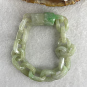 Natural Type A Green Jadeite Link Bracelet 18.54g 13cm 10.9mm 15 Pcs - Huangs Jadeite and Jewelry Pte Ltd