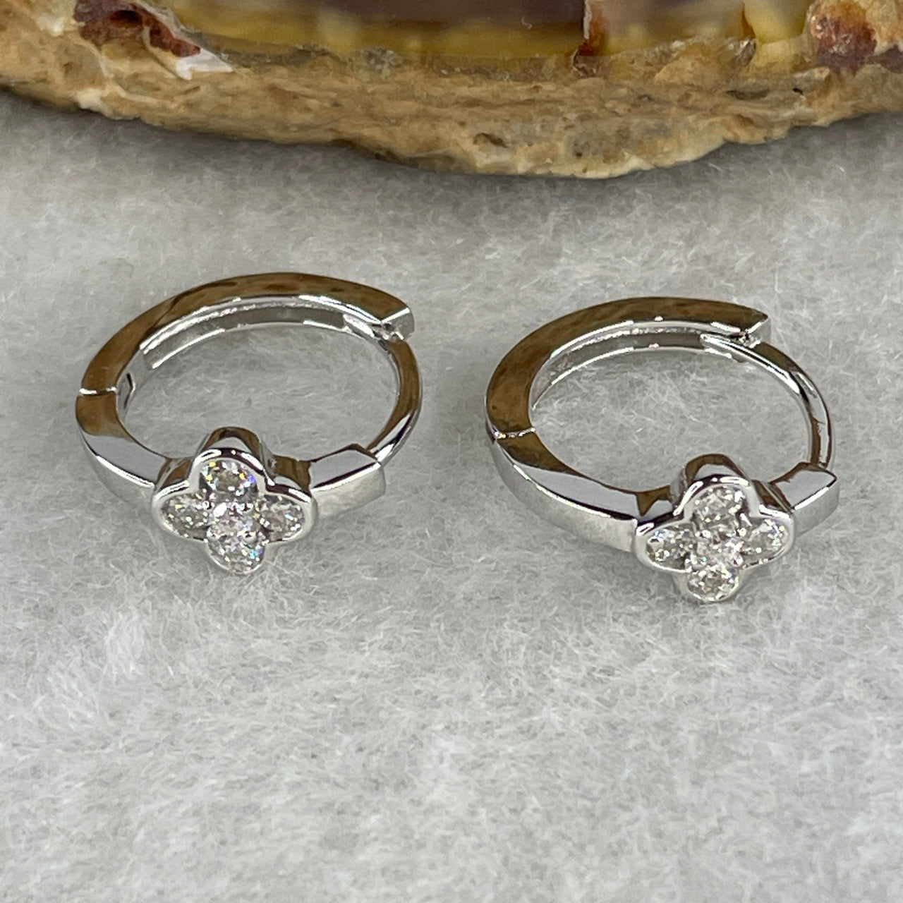Certified Moissanite Clover Stud Earrings in S925 Sterling Silver - D Color Round Brilliant Cut Lucky Four Leaf Clover Earrings - 1.45g 2.4x1.5mm