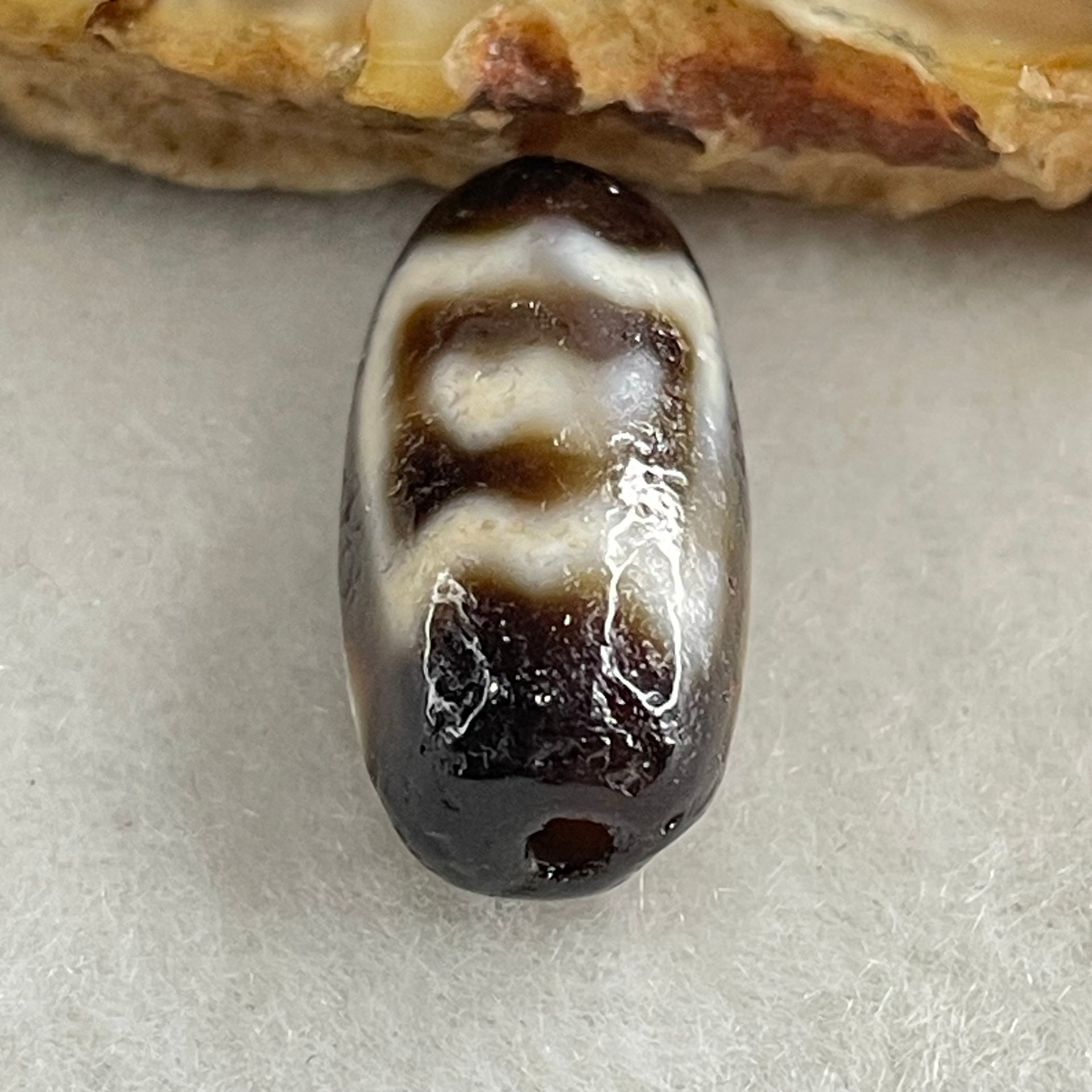 Natural Powerful Tibetan Old Oily Agate Garuda Dzi Bead Heavenly Master (Tian Zhu) 2.86g 19.7 by 10.0mm - Huangs Jadeite and Jewelry Pte Ltd