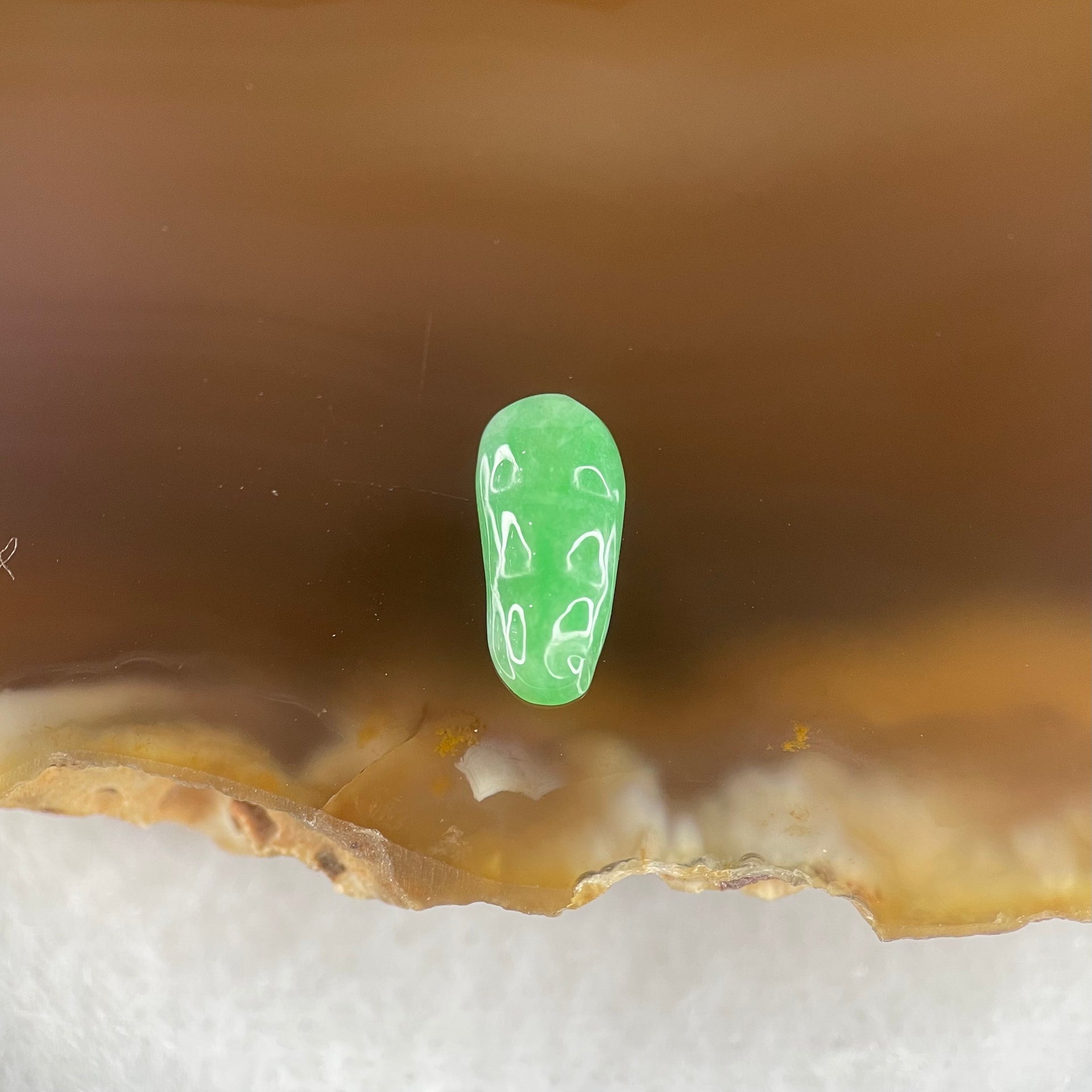 Type A Old Mine Full Green Jadeite Peapod Charm Stone For Setting 0.26g 10.6 by 4.8 by 2.2mm - Huangs Jadeite and Jewelry Pte Ltd