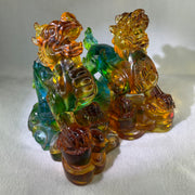 Liuli Pixiu with Treasures Pair Display 1,690.6g 155.0 by 80.0 by 160.0mm, 1,628.6g 151.0 by 87.0 by 158.0mm - Huangs Jadeite and Jewelry Pte Ltd