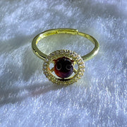 Natural Blood Red Amber in S925 Sliver Gold Color Ring (Adjustable Size) 2.43g 6.0mm - Huangs Jadeite and Jewelry Pte Ltd