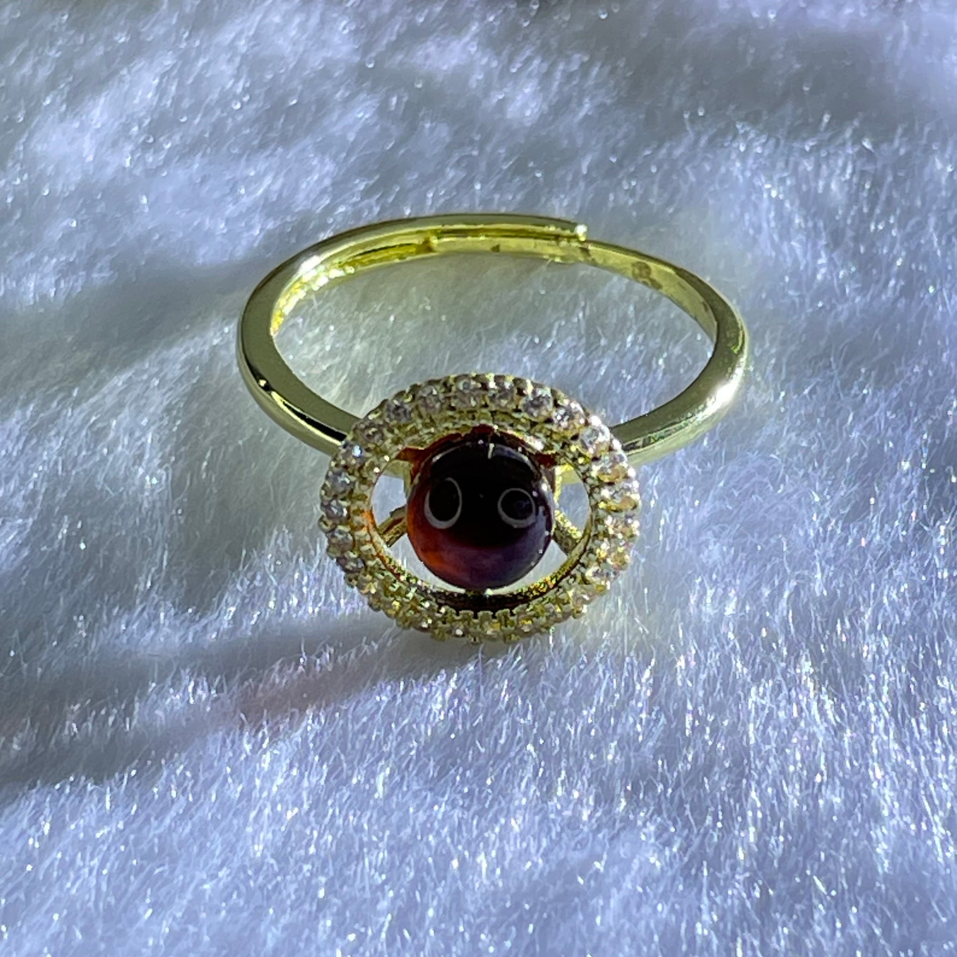 Natural Blood Red Amber in S925 Sliver Gold Color Ring (Adjustable Size) 2.43g 6.0mm - Huangs Jadeite and Jewelry Pte Ltd