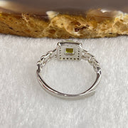 Natural Green Peridot with Crystals In S925 Sliver Ring (Adjustable Size) 1.73g 4.6 by 2.8mm - Huangs Jadeite and Jewelry Pte Ltd