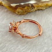 Colourless Cubic Zirconia with Crystals In PT950 Plated Sliver Rose Gold Color Ring (Adjustable Size) 2.41g 7.1 by 4.2mm - Huangs Jadeite and Jewelry Pte Ltd