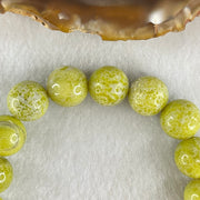 Natural Green Serpentine Jade Beads Bracelet 天然黄山玉手链 42.24g 17.5cm 12.3mm 18 Beads - Huangs Jadeite and Jewelry Pte Ltd
