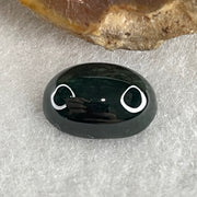 Type A Translucent Black Omphacite Jadeite Round Cabouchon Stone For Setting 1.06g 12.7 by 9.0 by 4.7mm - Huangs Jadeite and Jewelry Pte Ltd