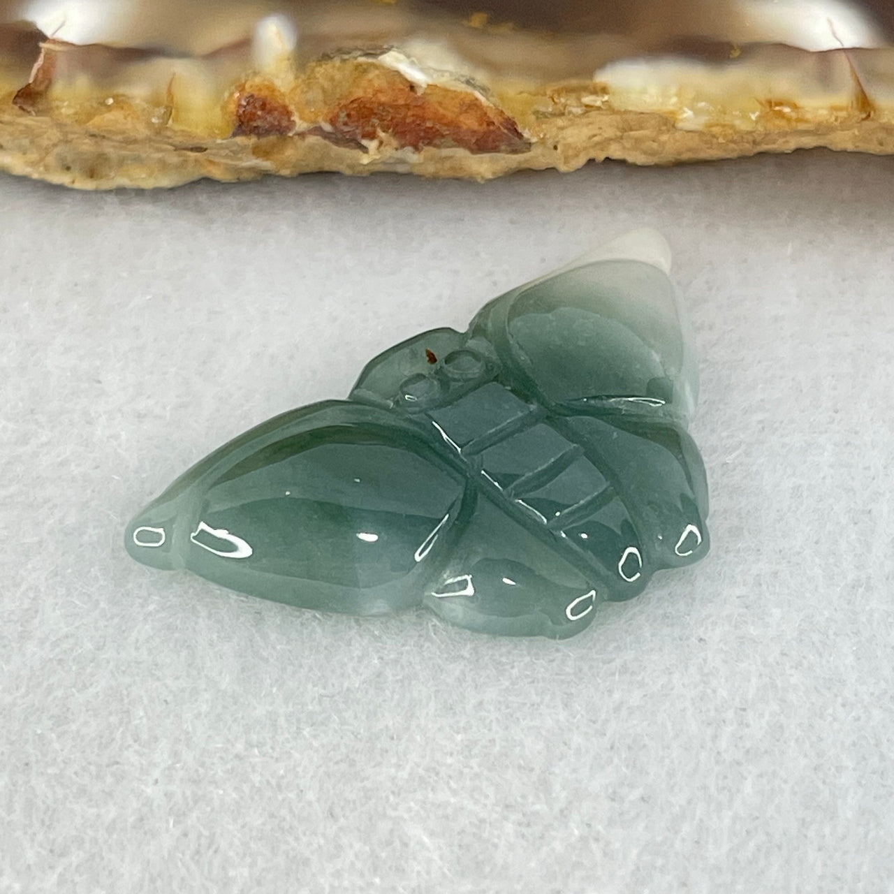 Type A Icy Blueish Green to White Jadeite Butterfly Pendant 3.27g 29.5 by 16.3 by 4.2mm - Huangs Jadeite and Jewelry Pte Ltd