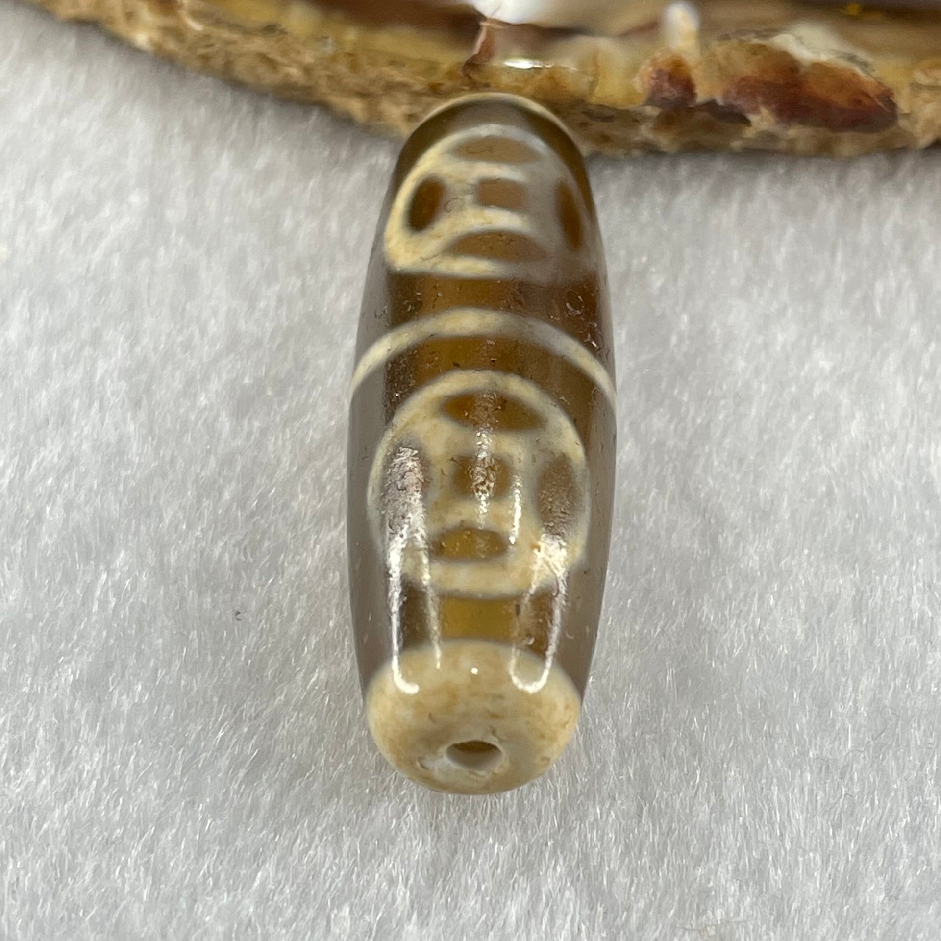 Natural Powerful Tibetan Old Oily Agate Four Coins Dzi Bead Heavenly Master (Tian Zhu) 9.37g 38.4 by 12.6mm - Huangs Jadeite and Jewelry Pte Ltd