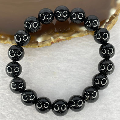 Natural Black Rutilated Quartz Beads Bracelet 35.64g 11.3mm 18 Beads - Huangs Jadeite and Jewelry Pte Ltd