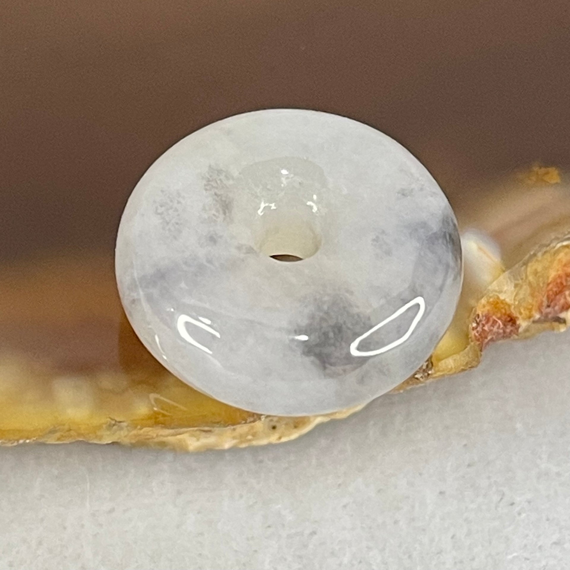 Type A Semi Icy Light Lavender With Wuji Grey Jadeite Ping An Kou Charm/Pendant 2.65g 14.6 by 6.0mm - Huangs Jadeite and Jewelry Pte Ltd