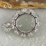 Type A Icy Deep Lavender Cabochon Jadeite in S925 Sliver with Crystal Charm 3.78g 12.8 by 11.9 by 6.0mm - Huangs Jadeite and Jewelry Pte Ltd