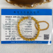 Type A Yellow Jade Jadeite Bracelet 13.76g 6.8mm/bead 26 beads with NGI Cert - Huangs Jadeite and Jewelry Pte Ltd