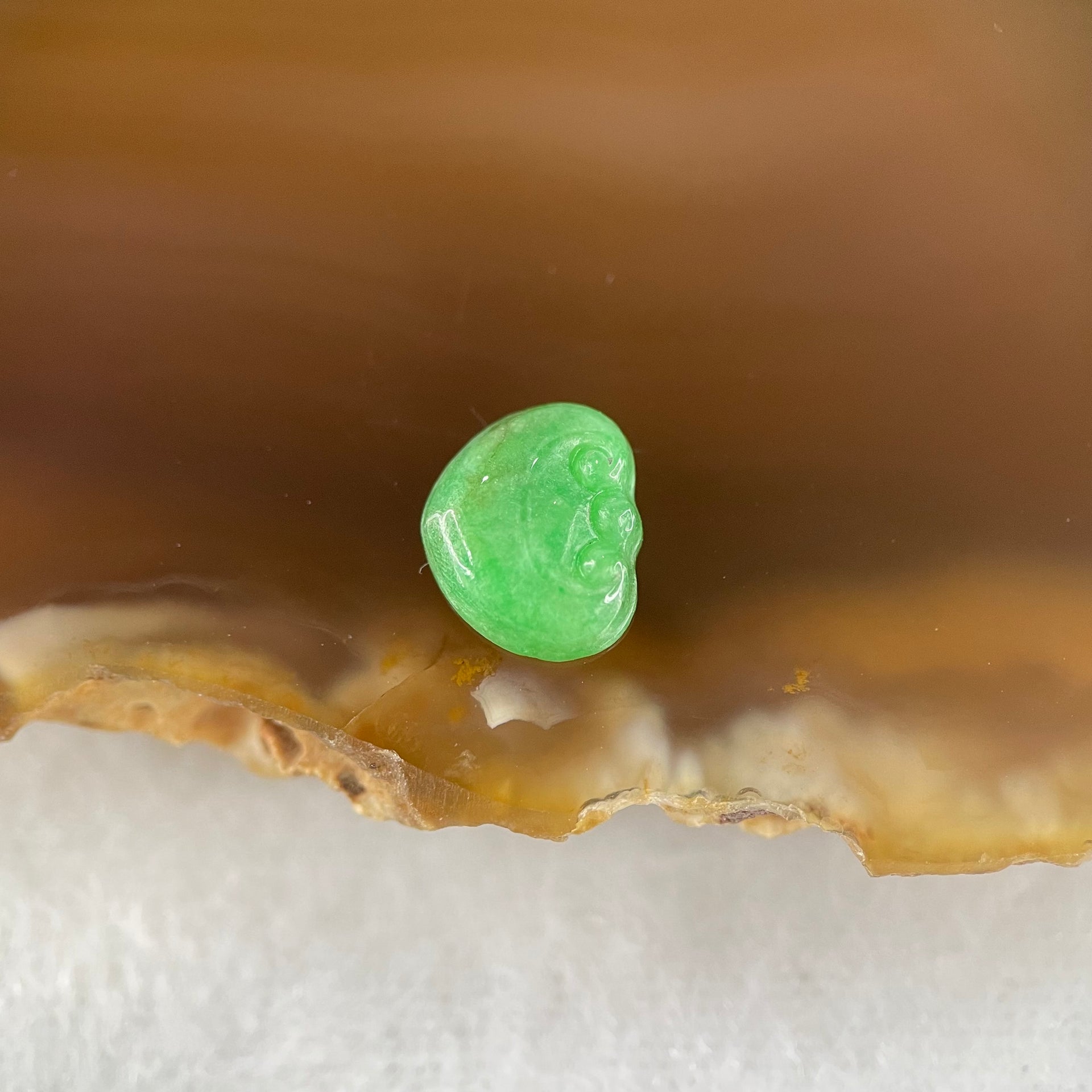 Type A Old Mine Full Green Jadeite Ruyi Charm Stone For Setting 0.35g 9.0 by 7.5 by 2.5mm - Huangs Jadeite and Jewelry Pte Ltd