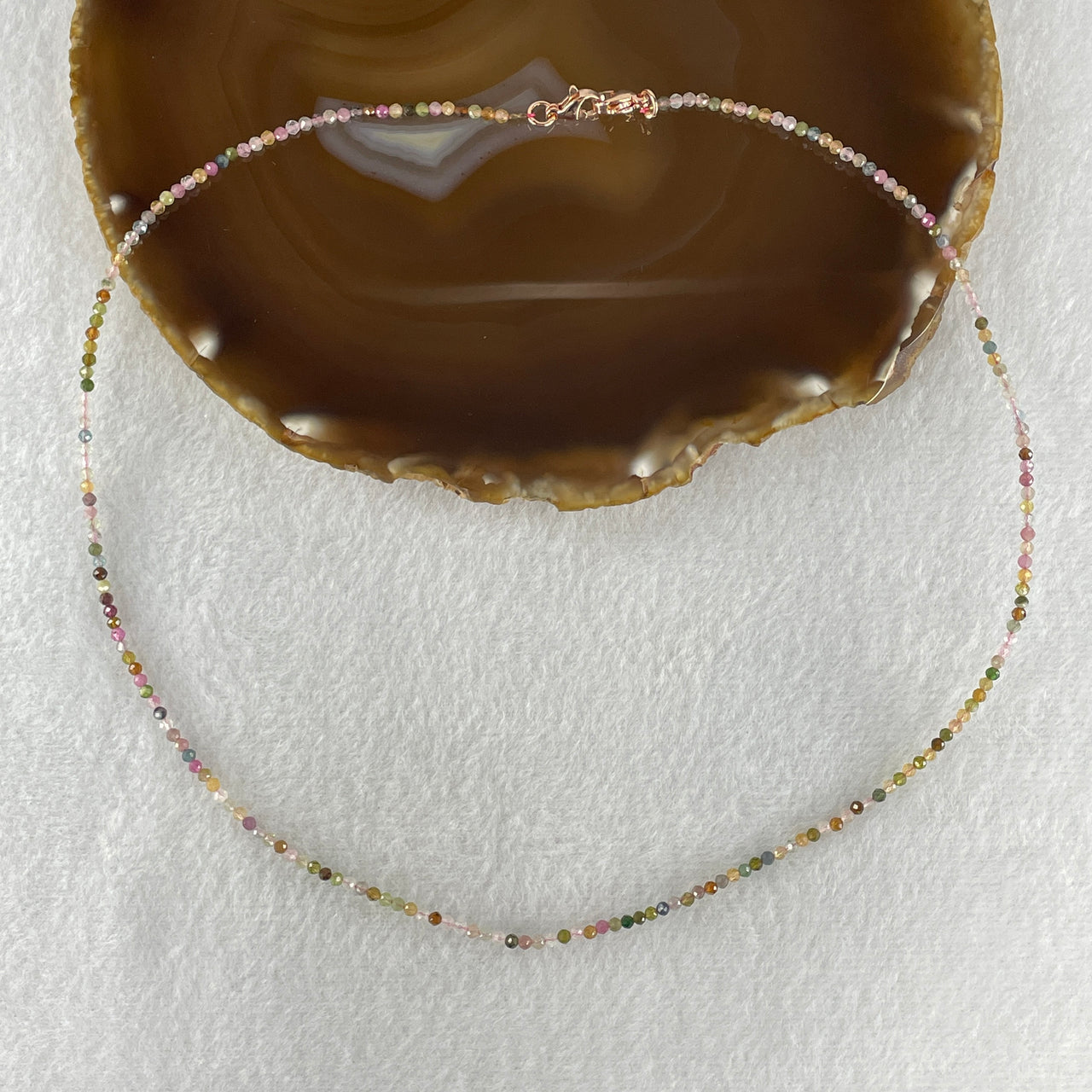 Natural Tourmaline Crystal Beads Necklace 4.63g 48cm 2.4mm 210Beads