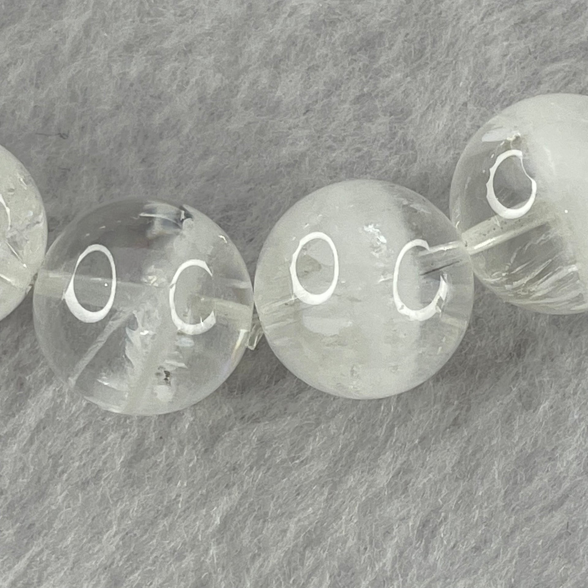 Natural White Phantom Quartz Beads Bracelet 66.98g 20cm 14.7mm 16 Beads - Huangs Jadeite and Jewelry Pte Ltd