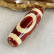 Natural Powerful Tibetan Old Oily Red White Agate One Eye Water Element Dzi Bead Heavenly Master (Tian Zhu) 一眼水元素天珠 9.44g 37.8 by 12.7mm - Huangs Jadeite and Jewelry Pte Ltd