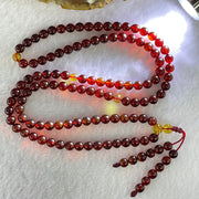 Natural Red Blood with Yellow Amber Beads Necklace 天然血珀项链 12.30g 60cm 5.6mm 110 Beads - Huangs Jadeite and Jewelry Pte Ltd
