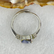 Rare Above Average Natural Blue Dumortierite Rutilated Quartz in S925 Sliver Ring (Adjustable Size) 3.28g 10.9 by 7.4 by 3.5mm - Huangs Jadeite and Jewelry Pte Ltd